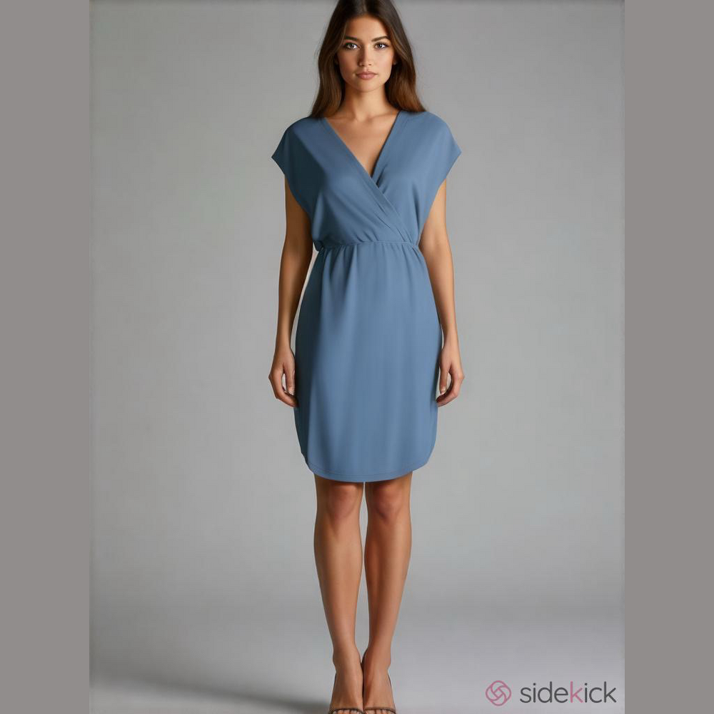 Nine West Blue Mini Dress Faux Wrap